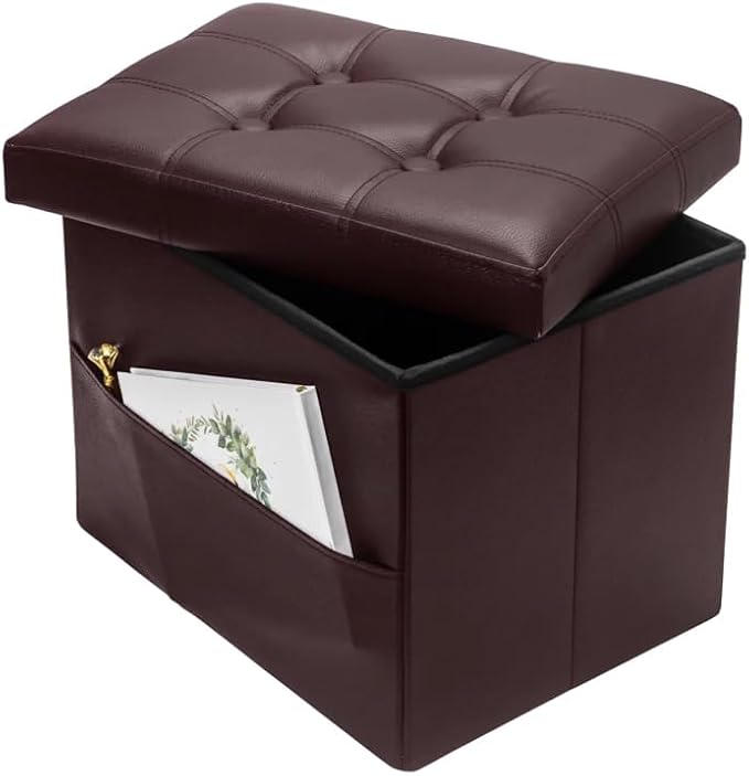 Bsketa Storage Ottoman Foot Rest Stool, Small Leather Storage Ottomans Bench by Bsketa