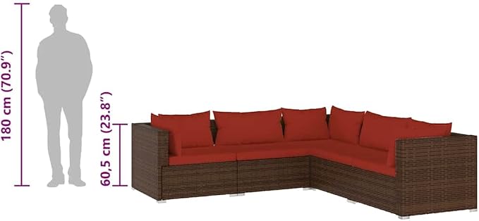 5 Piece Garden Lounge Set, Modular Patio Conversation Furniture Set - Image 8
