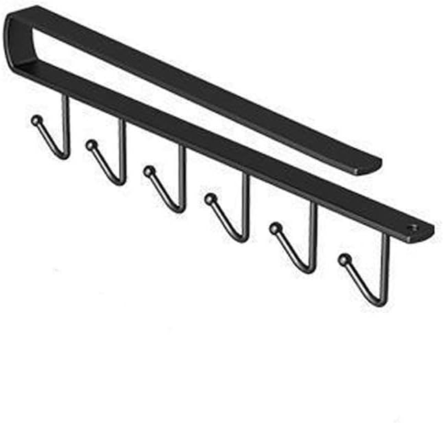 1 Pack Hanging Hooks Rack Under Cupboard Cabinet Cup Holder 6 Hooks Drilling by zeroabc