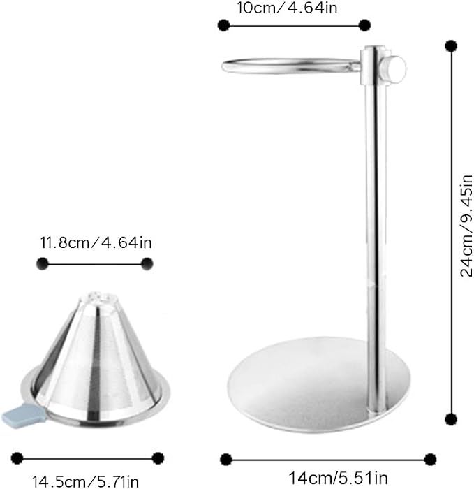 Stainless Steel Adjustable Pour Over Coffee Maker, Adjustable Stand, Double - Image 4