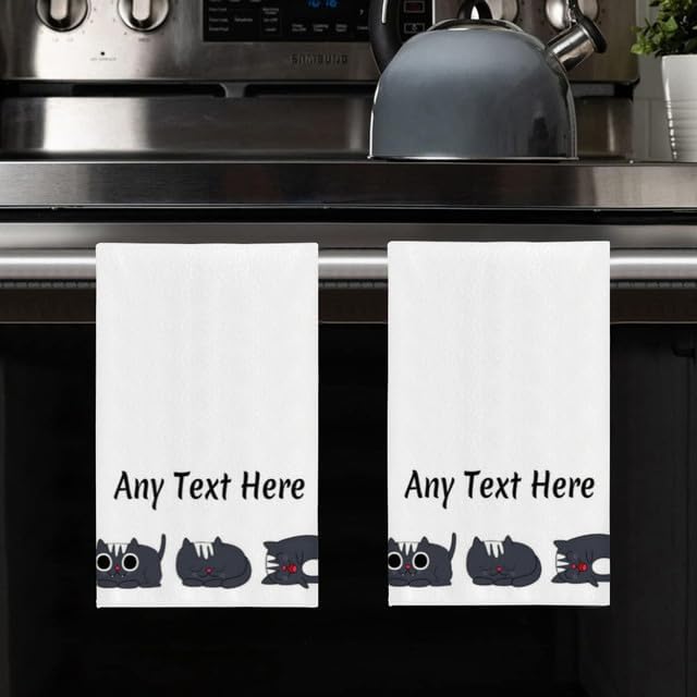 Custom Cat Kitchen Towel 2-Pack Set, Design Your Own Text One Side, Custom - Image 8