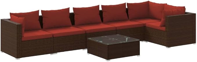 7-Piece Garden Lounge Set, Outdoor Rattan Sectional Sofa by Unknown