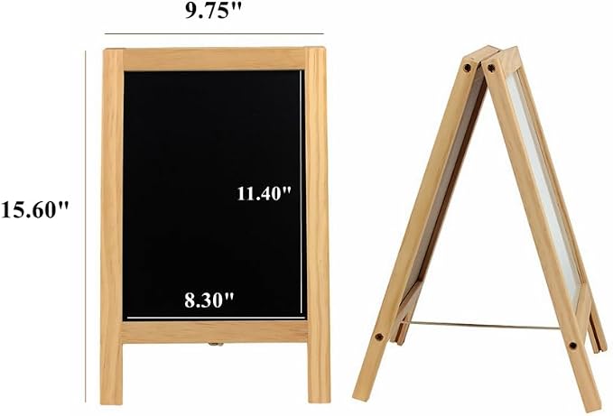 Wooden Freestanding A Frame Non Magnetic Chalkboard and Magnetic Dry Erase - Image 2