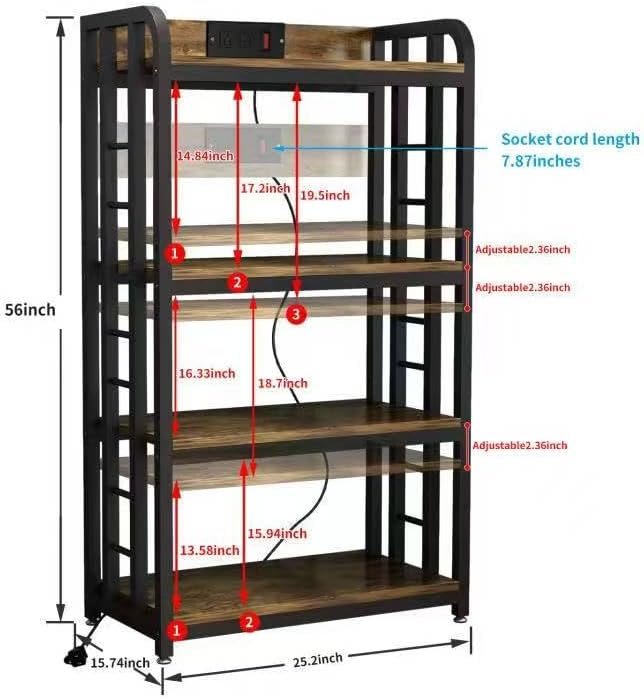 SIREDEEP Bakers Rack with Power Outlet ，4-Tier Kitchen Baker's Rack, Microwave - Image 2