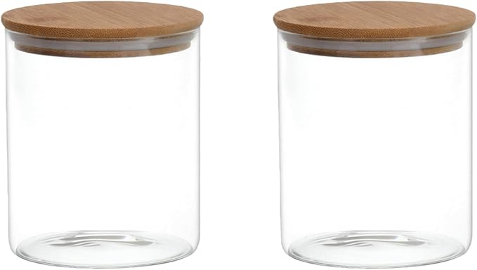 Pack of 2 6.7oz Clear Glass Food Storage Jar Tea Canister Containers by Unknown