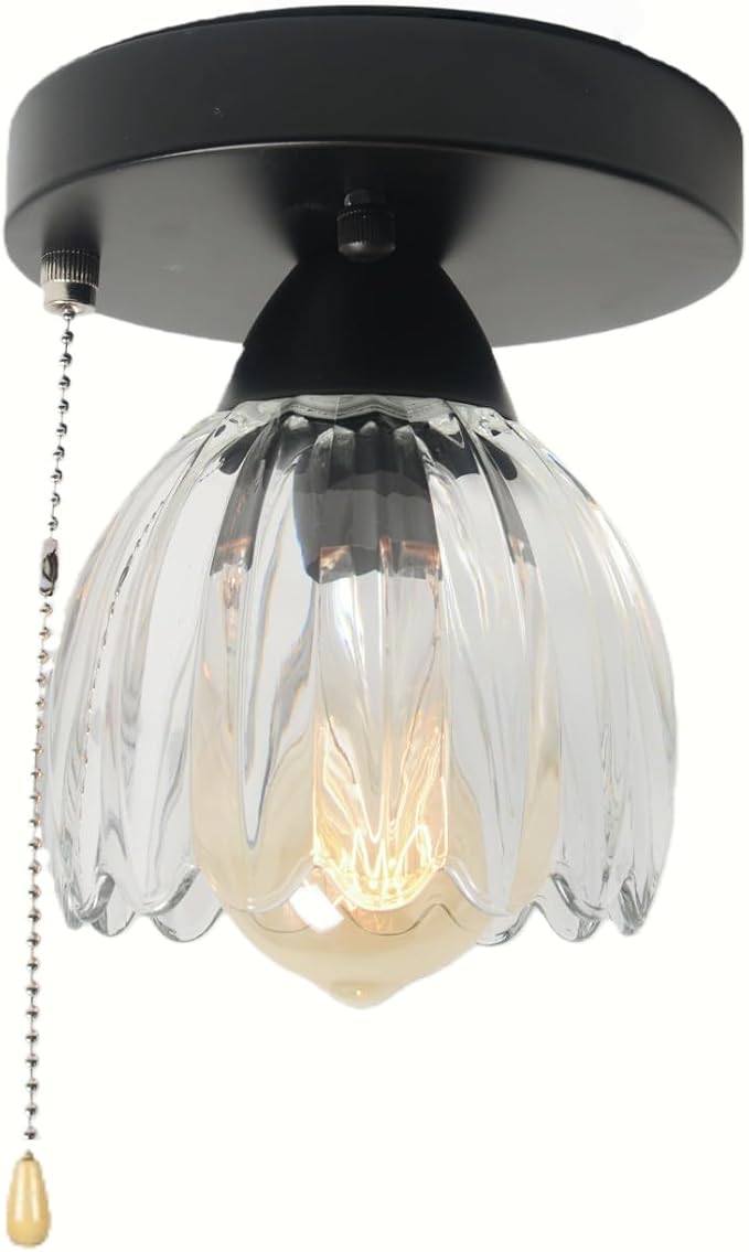 Beuhouz Industrial Pull Cord Close to Ceiling Light, Modern Semi Flush Mount by BEUHOUZ