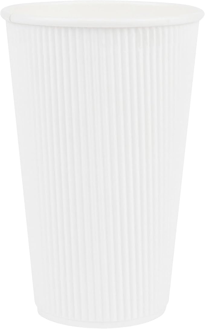 Restaurantware Ripple Wall Coffee Cups 25 Count 16 Ounce Insulated White Paper - Image 2