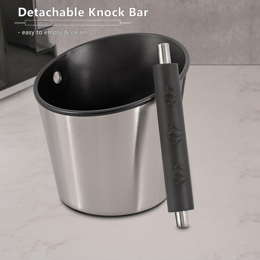 CAFEMASY Espresso Knock Box Barista-Tools - Mini Size Stainless Steel Coffee Puck Disposal Knock Box Espresso Machine Accessories Knock Out Box Container Dump Bin