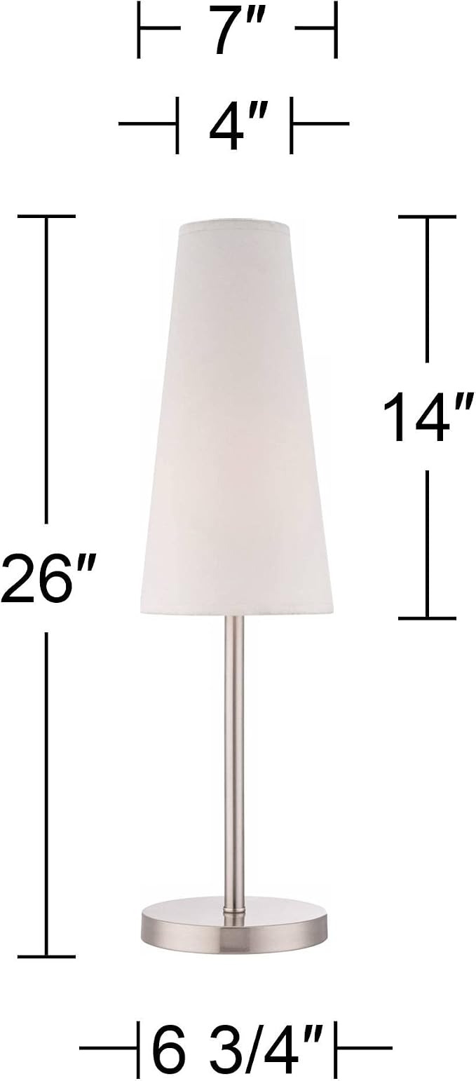 360 Lighting Snippet 26" High Modern Accent Table Lamps Set of 2 Silver Brushed - Image 4