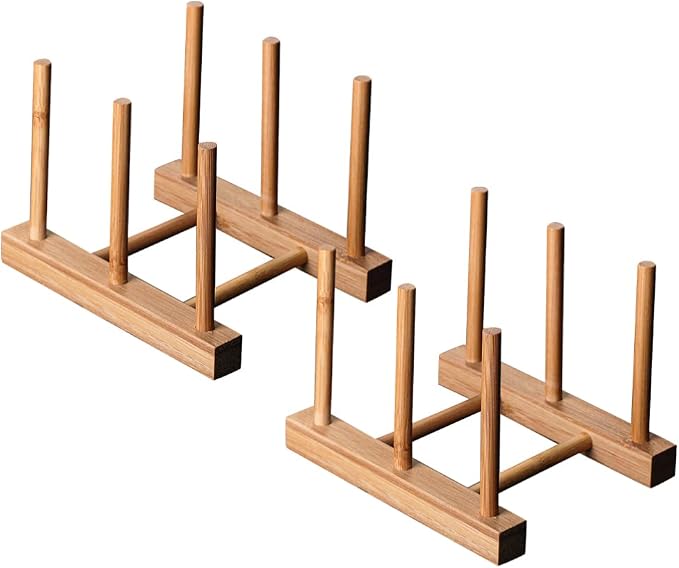 Wakauto Bottle Drying Rack Cup Drying Stand Bamboo Cup Holder Saucer Dish by Wakauto