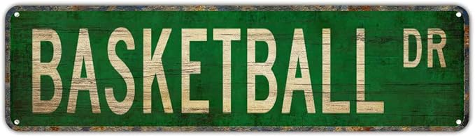 Vintage Tin Sign Basketball Street Sign Retro Metal Aluminum Sign by Unknown