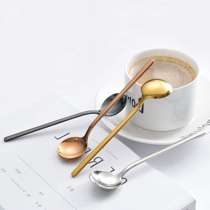 8 Pcs Coffee Spoons Teaspoons 5.3-Inch Matte Frosted Handle Stainless Steel - Image 2