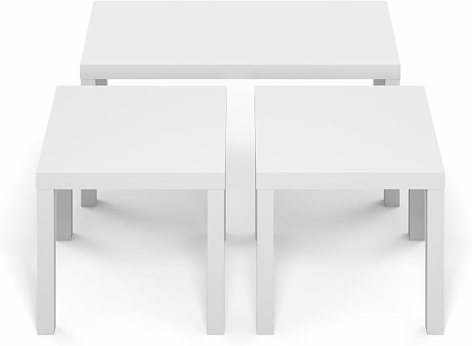 Furinno Classic Living Room Table Set of 3, Modern 1.8 Inch Thick Tabletop - Image 6