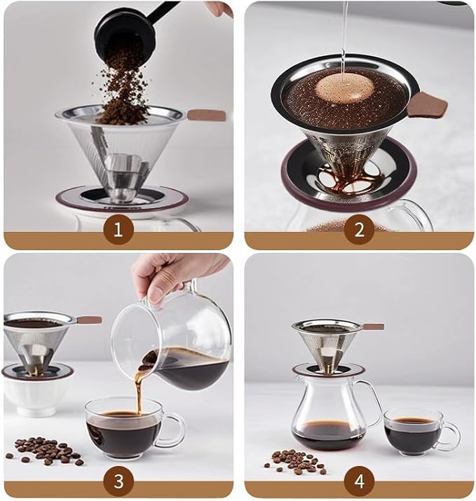 Pour Over Coffee Dripper, Stainless Steel Coffee Filter, Paperless Reusable - Image 6