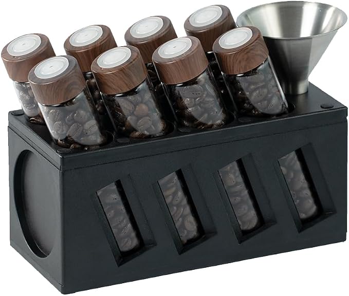 CAFEMASY Espresso Coffee Beans Storage Container Pack 8pcs Glass Vials Single by CAFEMASY