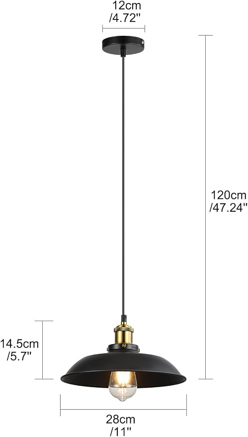 1 Pack Black Farmhouse Pendant Light, Industrial Ceiling Lights Fixture - Image 6