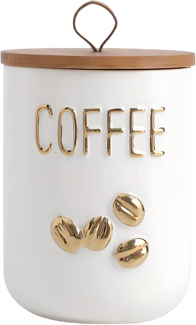 Ceramics Coffee Canisters with Airtight Lids, Simple Style Coffee Bean Storage by HomeKitchen