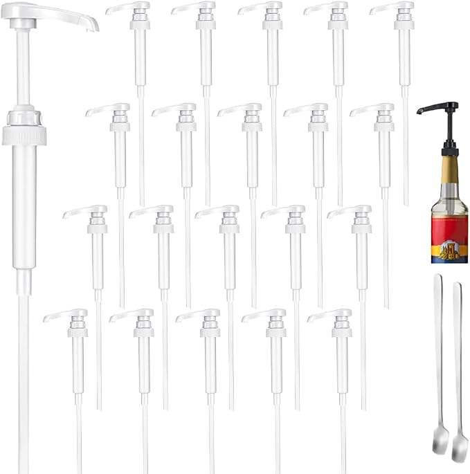 20 Packs White Coffee Syrup Pump Dispenser, Compatible by DupakSYS