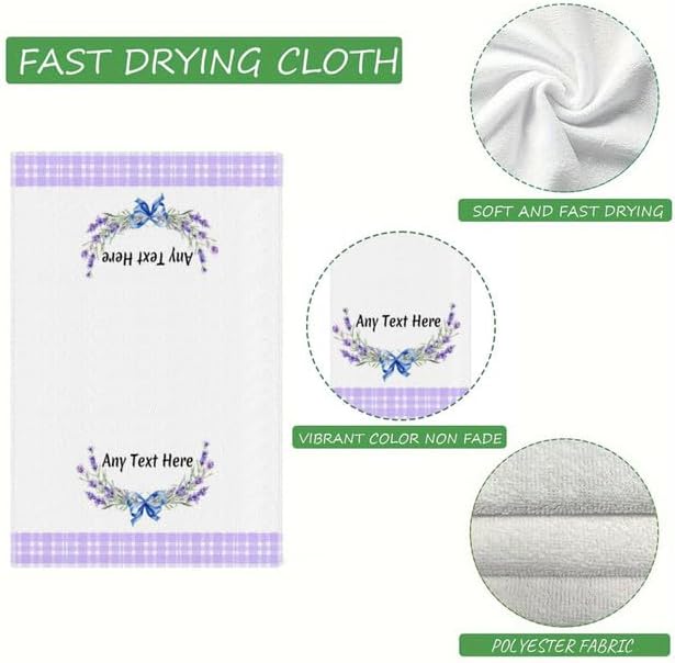 Custom Lavender Kitchen Towel 2-Pack Set, Design Your Own Text One Side - Image 6