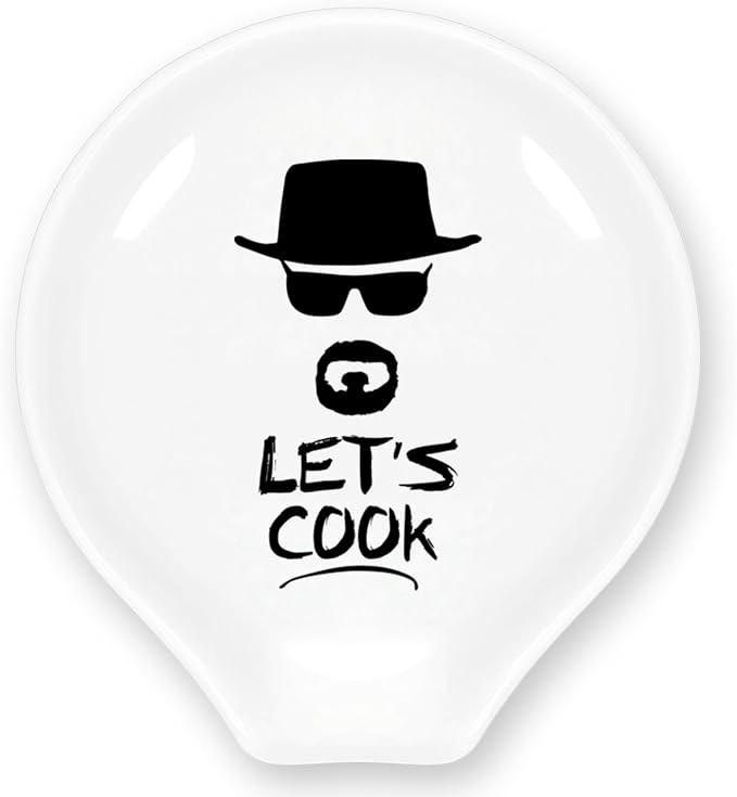 YROVWENQ Funny Kitchen White Ceramic Spoon Rests, Let’s Cook Coffee Tea Spoon by YROVWENQ
