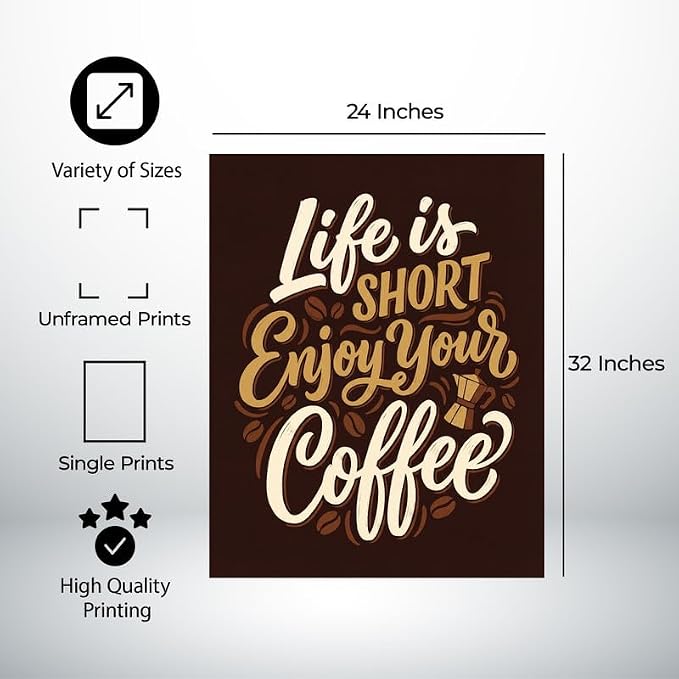 Lawrence Williams Designs Life Is Short Enjoy Your Coffee Poster - Image 2