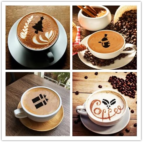 36 Coffee Decorating Stencils + 2 Stainless Steel Mesh Powder Shaker, - Image 7