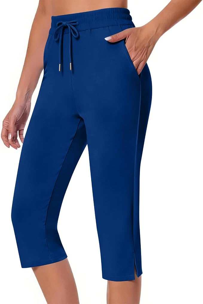 Capri Yoga Pants for Women Drawstring Elastic Waisted Trousers Summer Jogger by Unknown