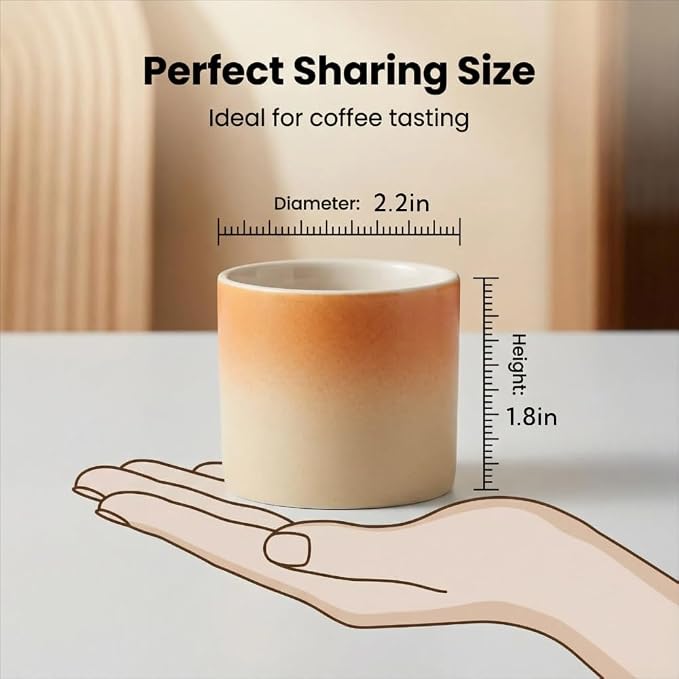 Ceramic Espresso Cups Small Modern Coffee Cup Thick Walled, Handleless - Image 3