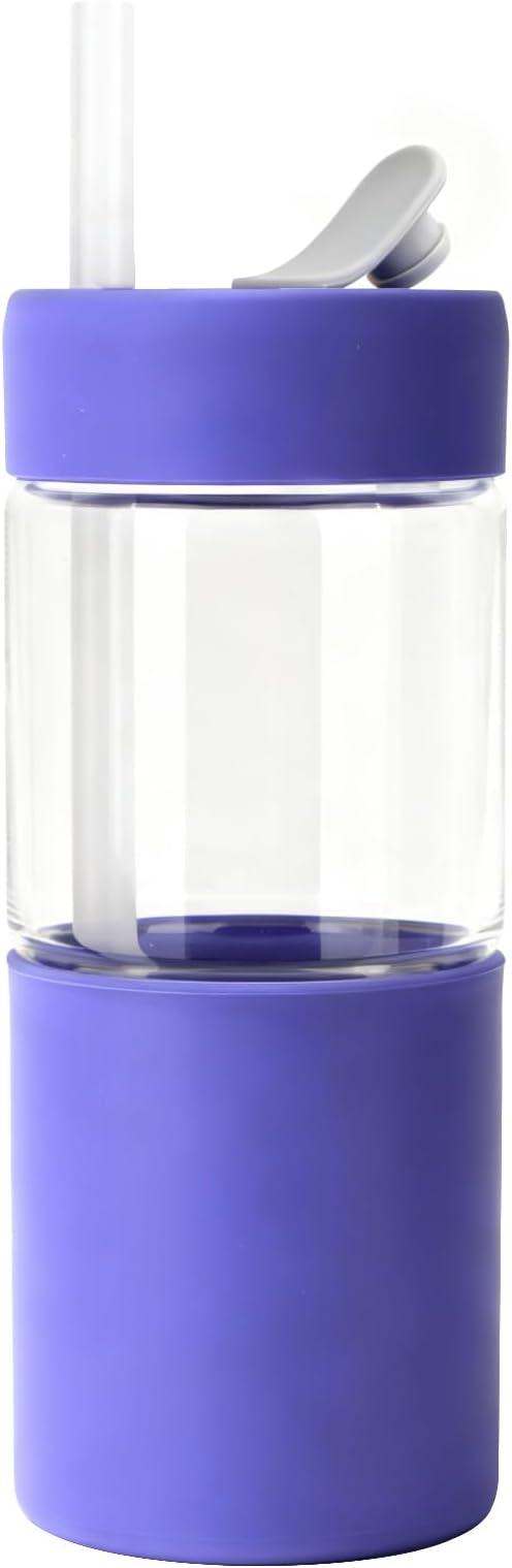 Zenbo 20 oz Glass Tumbler with Silicone Lid & Straw, Reusable Borosilicate by Zenbo