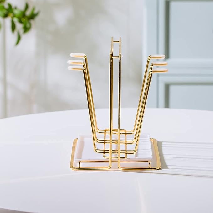 Metal Cup Drying Rack with 6 Hooks | Bottle Drying Rack with Drain Tray - Image 5