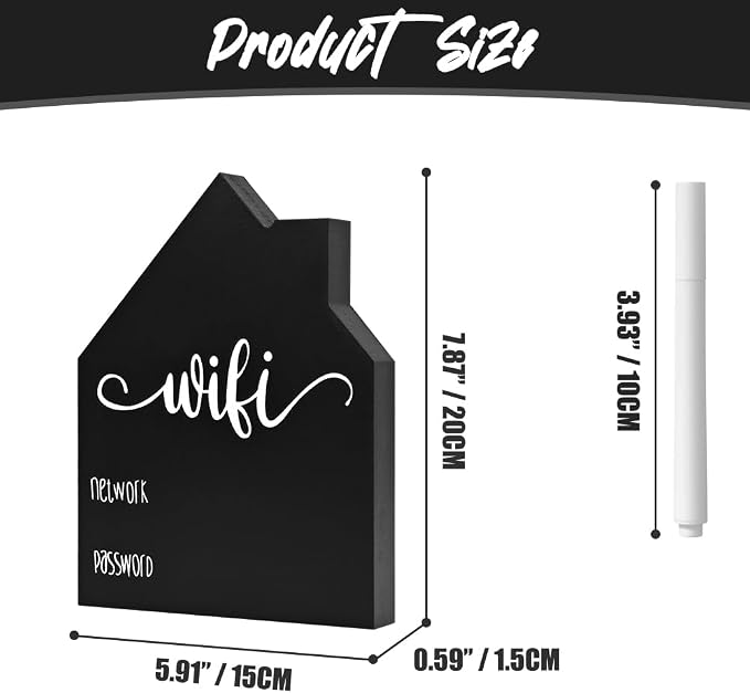 WiFi Password Sign Wooden WiFi Sign Wireless Network Sign Table Chalkboard - Image 5