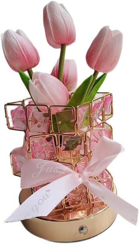 Tulips Table Lamp Flowers, Rechargeable Cordless Touch Table Lamp 3 Color by SeaISee