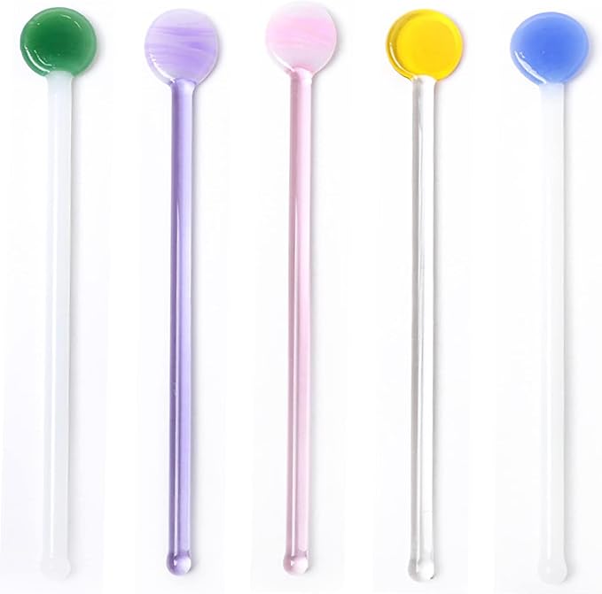 5 Pieces Glass Swizzle Sticks Cocktail Stirrers Mixing Spoon Coffee Tea by TMXAOK