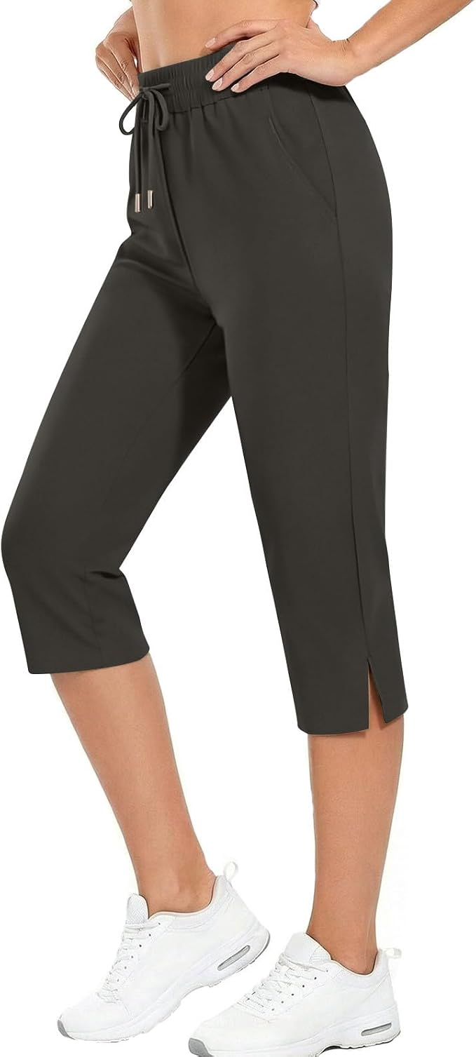 Capri Yoga Pants for Women Drawstring Elastic Waisted Trousers Summer Jogger - Image 7