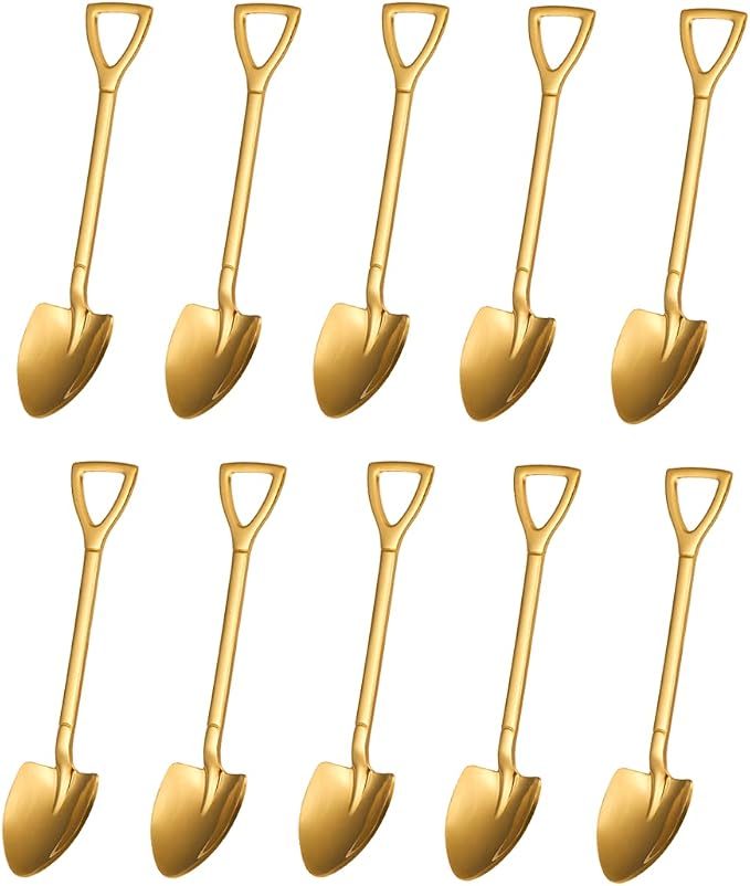 10 Pack Shovel Shape Demitasse Espresso Mini Coffee Spoons, 4.7 Inches by SZLFSX