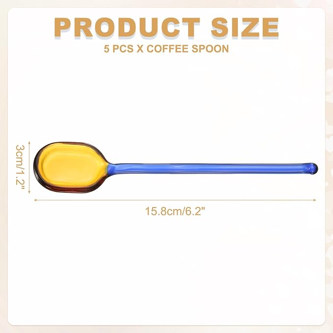 uxcell 5 Pcs Glass Coffee Spoons, 6.2 Inch Coffee Stirring Spoon, Long Handle - Image 2