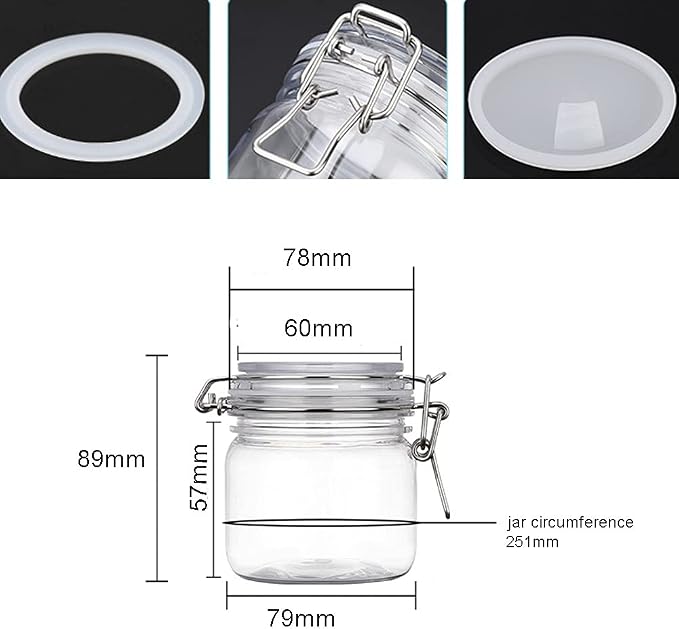 2 Pcs 10 Oz/300ml PET Plastic Storage Jars - Image 3
