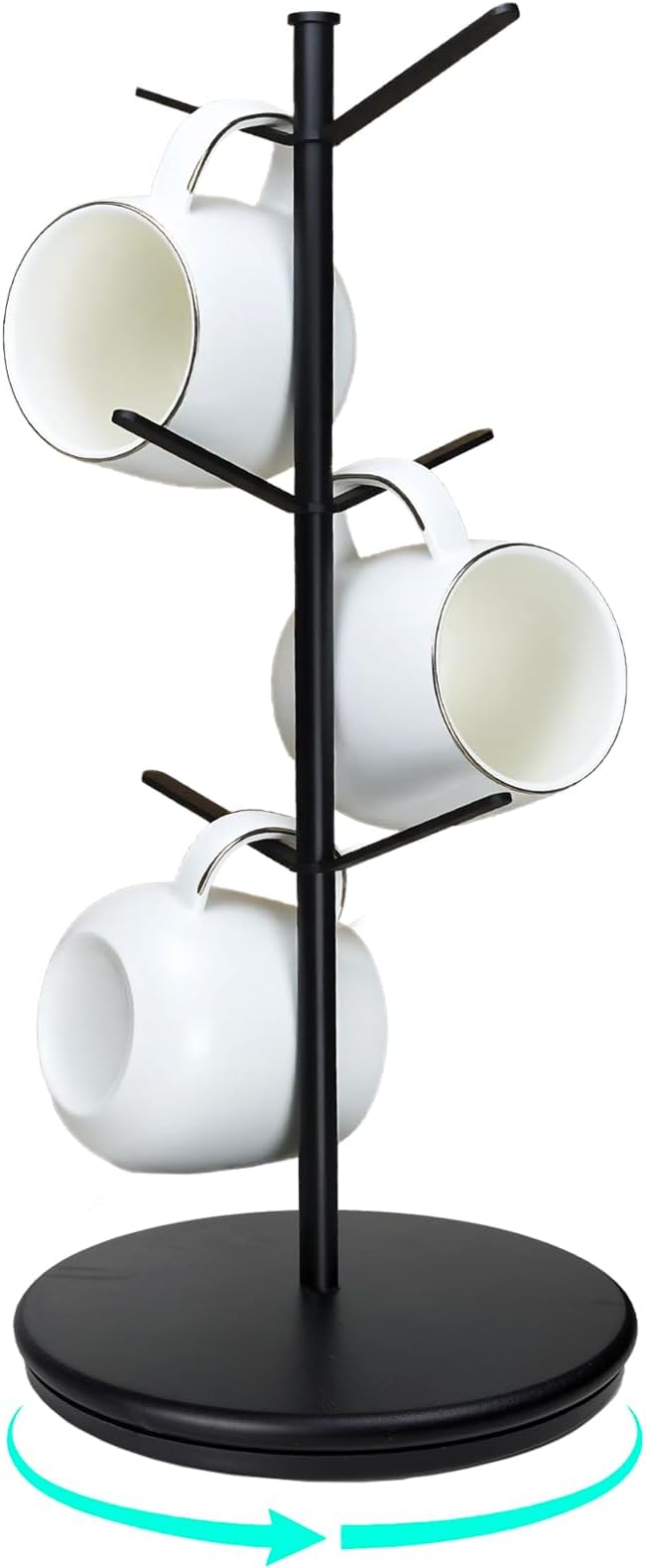 360° Rotating Mug Tree, 6 Hooks Upgraded Stable Metal Mug Holder, Bamboo Base by Unknown