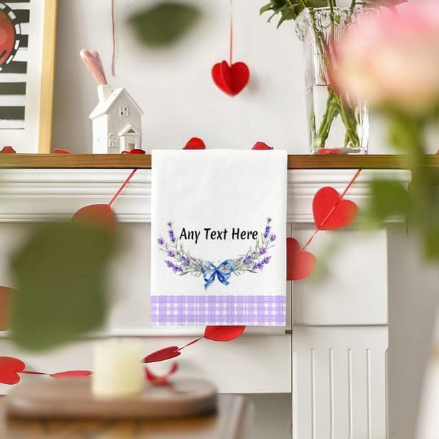 Custom Lavender Kitchen Towel 2-Pack Set, Design Your Own Text One Side - Image 3