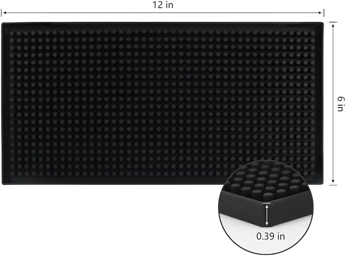 Xibany Bar Mat 6" x 12" PVC Small Black, Essentials Accesories - Image 2