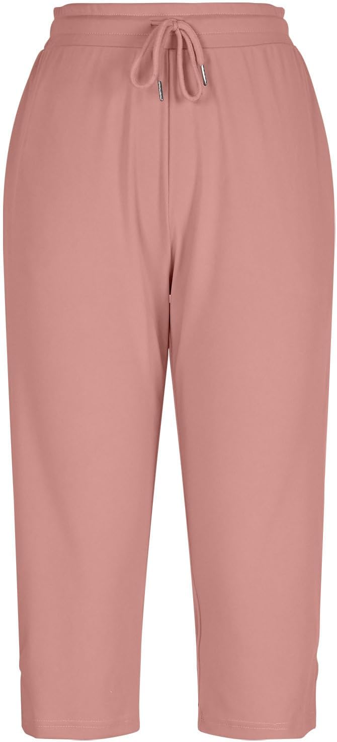 Capri Yoga Pants for Women Drawstring Elastic Waisted Trousers Summer Jogger - Image 6