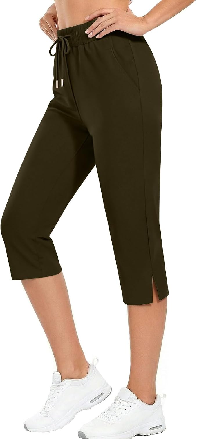 Capri Yoga Pants for Women Drawstring Elastic Waisted Trousers Summer Jogger - Image 7