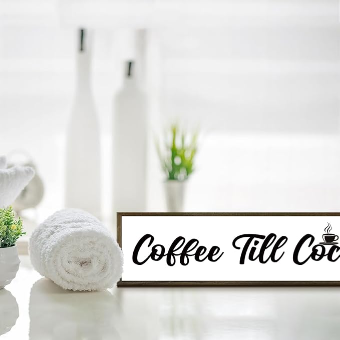 Coffee Bar Decor Sign – Rustic ‘Coffee Till Cocktails’ Wooden Plaque – - Image 4