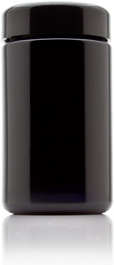 Infinity Jars Tall Screw Top Jar 200 Ml, UV Black Glass Airtight Smell-Proof by InfinityJars