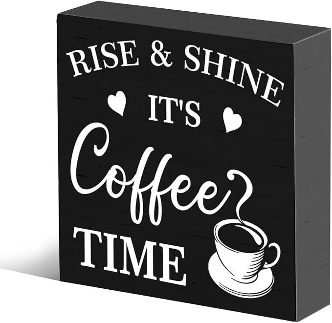 Coffee Bar Wood Box Sign Decor Rise and Shine by Sugchairo