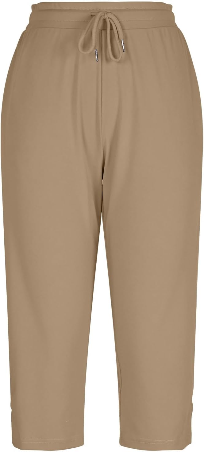 Capri Yoga Pants for Women Drawstring Elastic Waisted Trousers Summer Jogger - Image 6