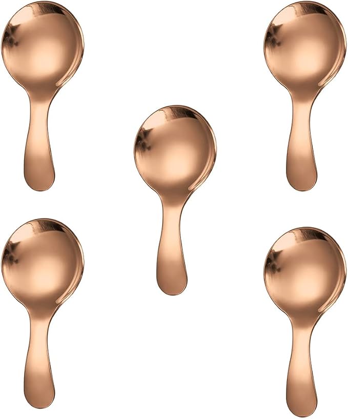 5PCS Short Handle Spoon, Stainless Steel Mini Spoons Thickened Small Round Spoon by YO-yiHHG