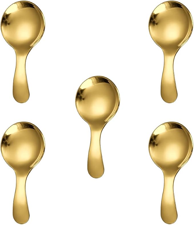 5PCS Short Handle Spoon, Stainless Steel Mini Spoons Thickened Small Round Spoon by YO-yiHHG