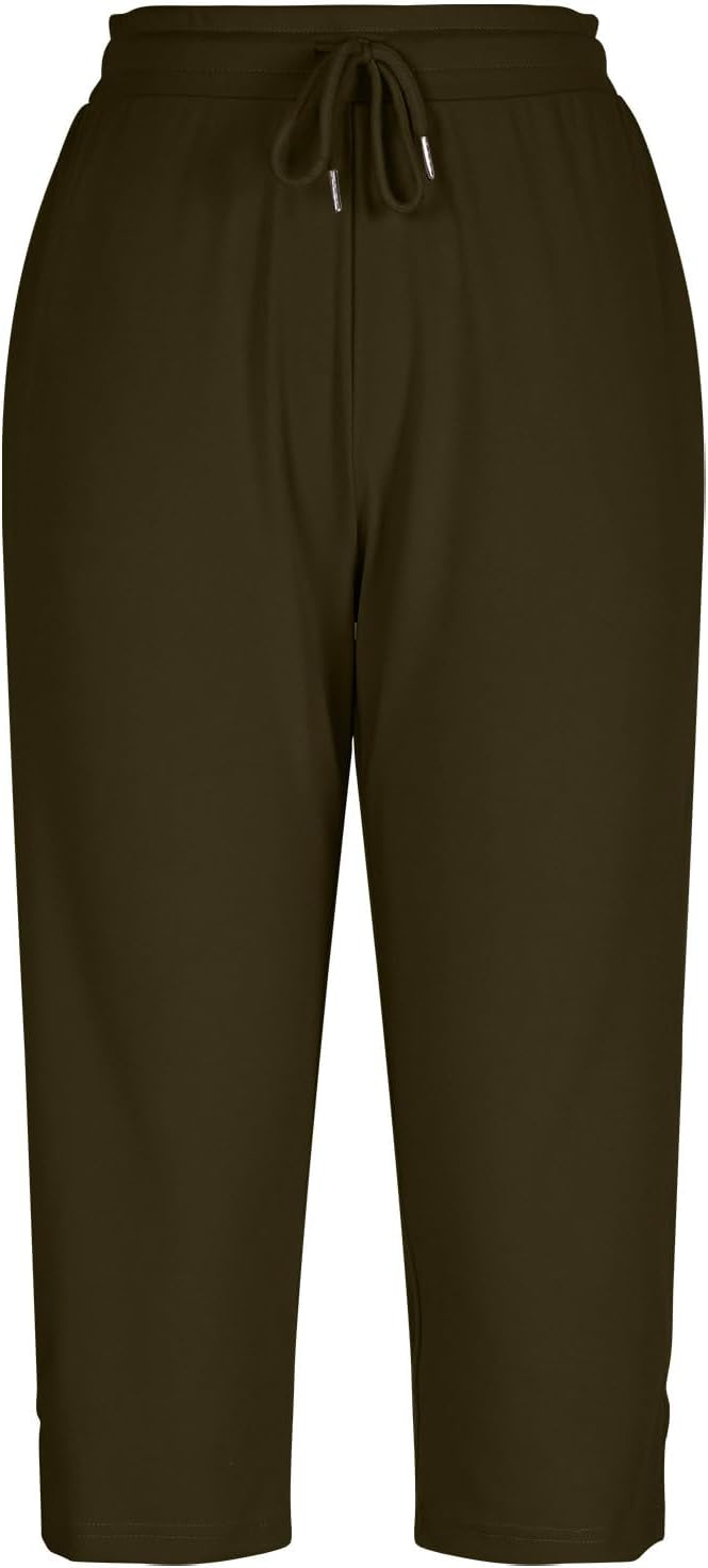 Capri Yoga Pants for Women Drawstring Elastic Waisted Trousers Summer Jogger - Image 6