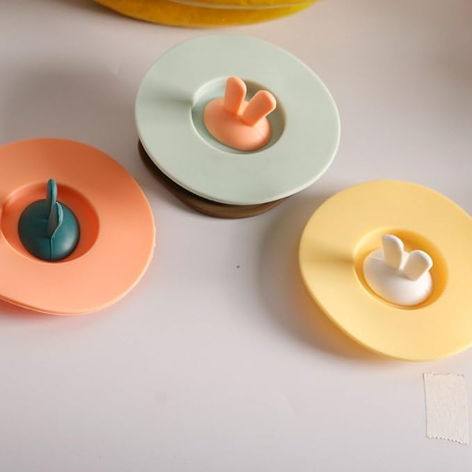 Dustproof Cup Cover Reusable Cup Lid Silicone Mug Lid 3D Bunny Ears Mug Lid - Image 3